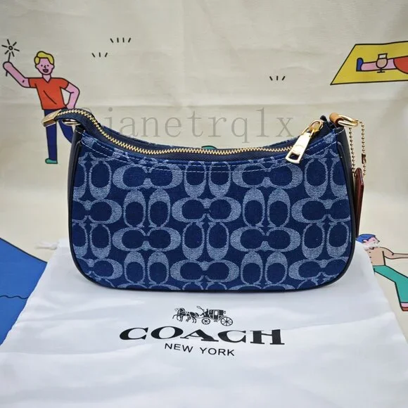 🎶🎶Coach Teri Shoulder Bag In Signature Denim - Picture 6 of 11